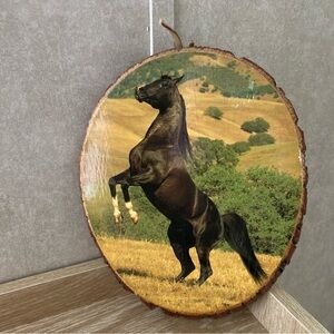Rearing Black Stallion Horse Wood Wall decor